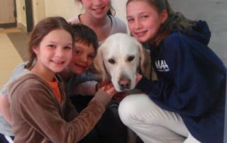 Mitzvah students and dog